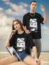 Anime Black Printed Couple T-shirt