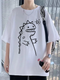 Men's Oversized White T-Shirt with Cartoon Print