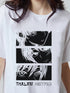Oversized Anime White Printed T-shirt for Womens/Girls
