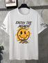 Men's Smile Print White Oversized T-Shirt