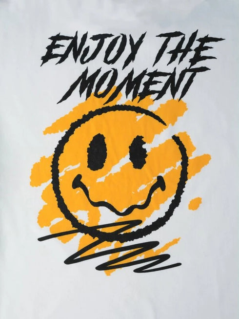 Men's Smile Print White Oversized T-Shirt