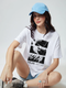 Oversized Anime White Printed T-shirt for Womens/Girls