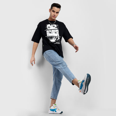 Black Anime Oversized T-shirt for Men