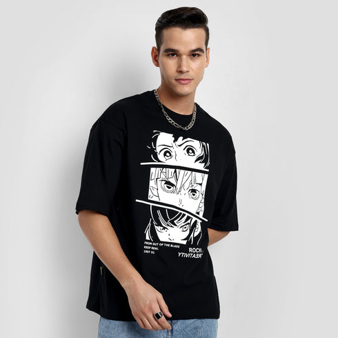 Black Anime Oversized T-shirt for Men