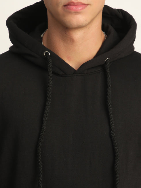 Black Solid Plain Hoodie for Men – Embrace Comfort and Style