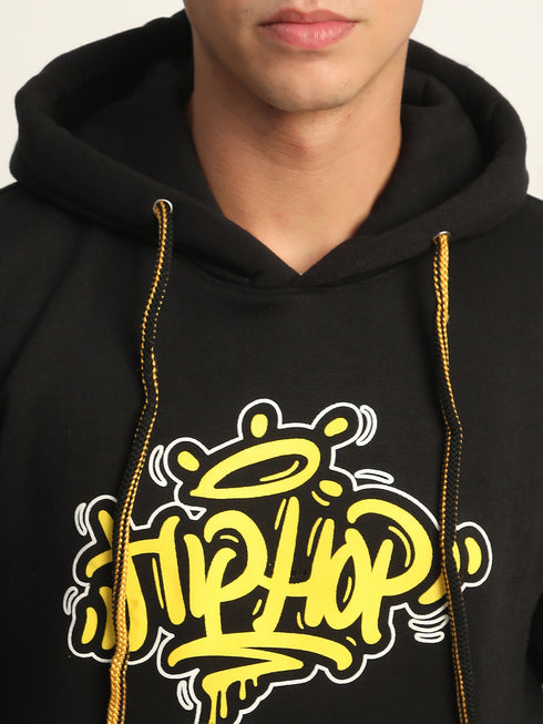 HIP-HOP BACK PRINTED BLACK WINTER HOODIES FOR MEN