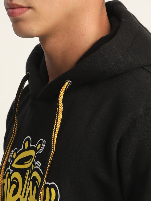 HIP-HOP BACK PRINTED BLACK WINTER HOODIES FOR MEN