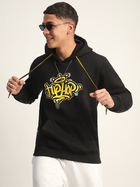 HIP-HOP BACK PRINTED BLACK WINTER HOODIES FOR MEN