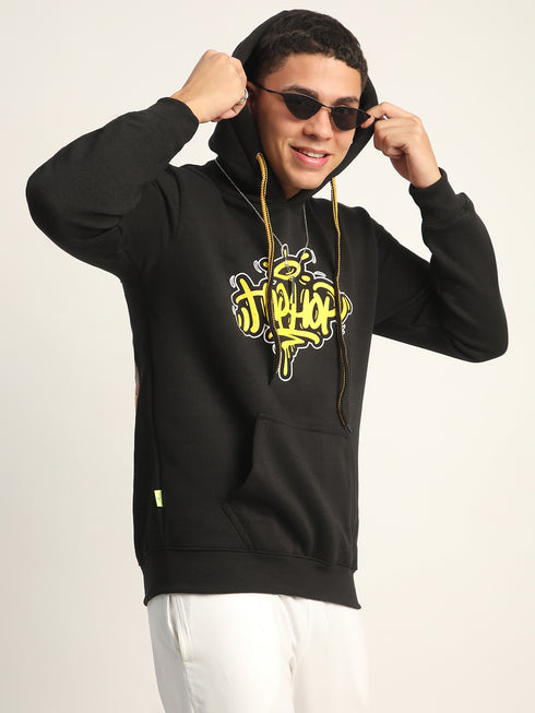 HIP-HOP BACK PRINTED BLACK WINTER HOODIES FOR MEN