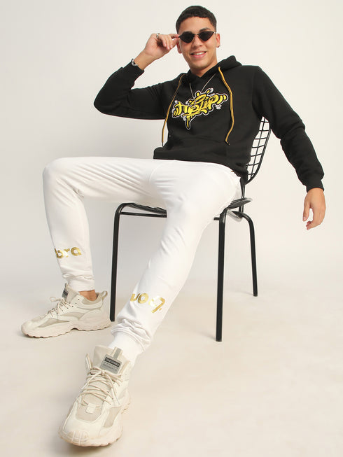 HIP-HOP BACK PRINTED BLACK WINTER HOODIES FOR MEN