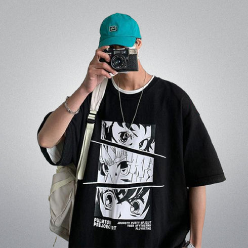 Black Anime Oversized T-shirt for Men
