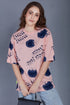 Korean Print : Peach Oversized Tshirts for Womens
