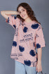 Korean Print : Peach Oversized Tshirts for Womens