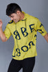Oversized with Hood : All Over Printed Yellow Hood Oversized T shirts for Men