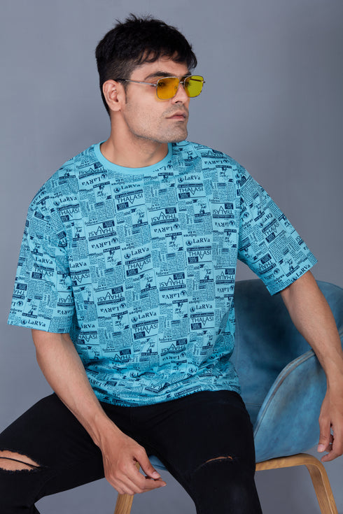 Self Design : Men's Short Sleeve with Round Neck, Oversized All Over Printed T shirts