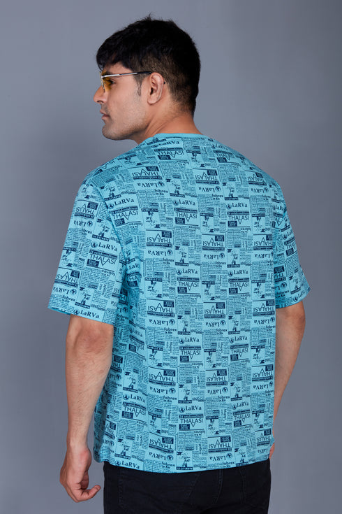 Self Design : Men's Short Sleeve with Round Neck, Oversized All Over Printed T shirts