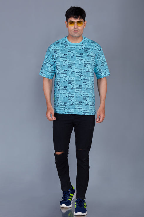 Self Design : Men's Short Sleeve with Round Neck, Oversized All Over Printed T shirts