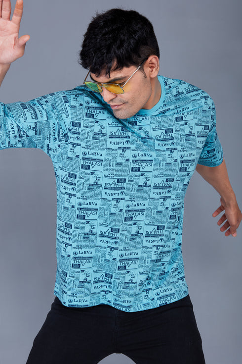 Self Design : Men's Short Sleeve with Round Neck, Oversized All Over Printed T shirts