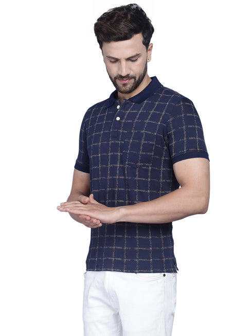 Mens Half Sleeve Printed Polo T shirt with Collar