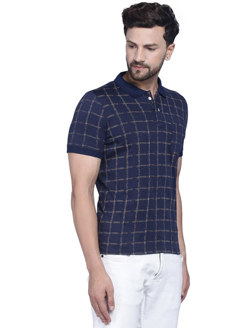 Mens Half Sleeve Printed Polo T shirt with Collar