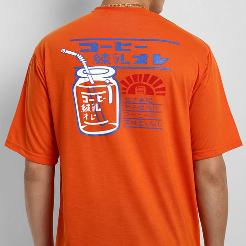 Orange Anime Back Printed Oversized T shirt for Men
