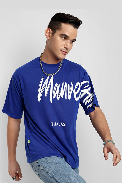 Royal Blue Back Print Oversized T shirts for Men