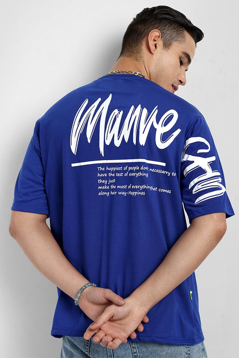 Royal Blue Back Print Oversized T shirts for Men