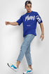 Royal Blue Back Print Oversized T shirts for Men