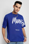 Royal Blue Back Print Oversized T shirts for Men