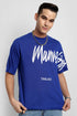 Royal Blue Back Print Oversized T shirts for Men