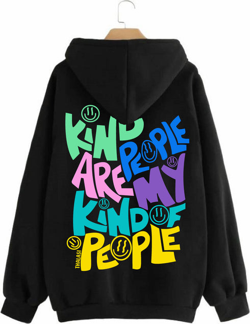 Aesthetic Kind Hoodies: Black Kind Back Printed Hoodies for Men