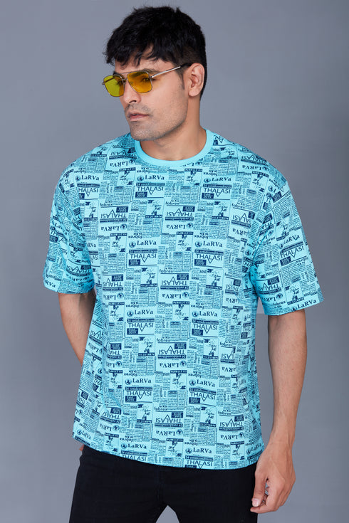 Self Design : Men's Short Sleeve with Round Neck, Oversized All Over Printed T shirts