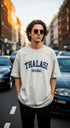 THALASI Men Cotton THALASI Cream Printed Aesthetic Oversized Tshirt for Men