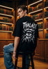 THALASI Men Cotton EYEBAL THALASI Black Printed Aesthetic Oversized Tshirt for Men