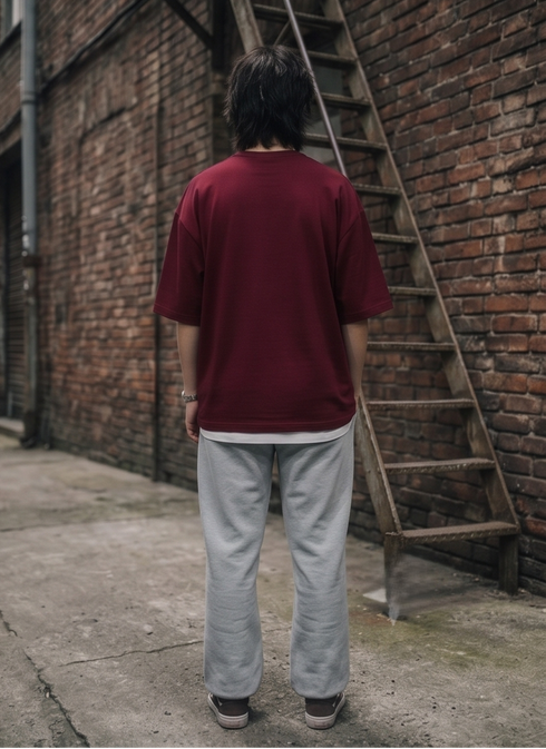 Oversized Dreamer Maroon Drop Shoulder Stylish T shirts For Women Girls