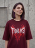 Oversized Gotihc Maroon Drop Shoulder Stylish T shirts For Women Girls