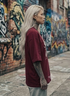 Oversized GOD VIBES Maroon Drop Shoulder Stylish T shirts For Women Girls