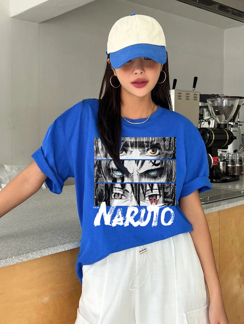 Oversized Naruto Tee: Black, Loose Fit, Anime Graphic