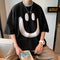 Smile Printed Black Oversized T-shirts for Men