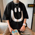 Smile Printed Black Oversized T-shirts for Men