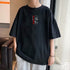 Men's Studio Anime Back Printed Black Oversized T shirt