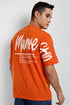 Orange Korean Back Print Oversized T Shirts for Men
