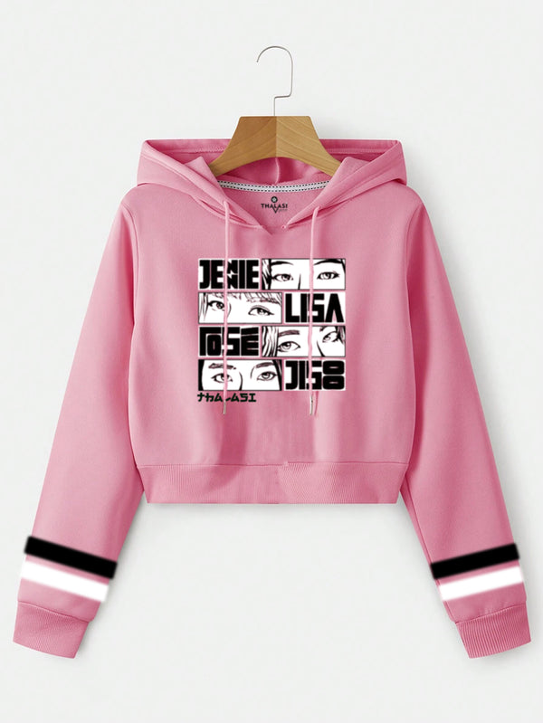 BlackPink Lisa Design: Pink Crop Top Hoodies for Women