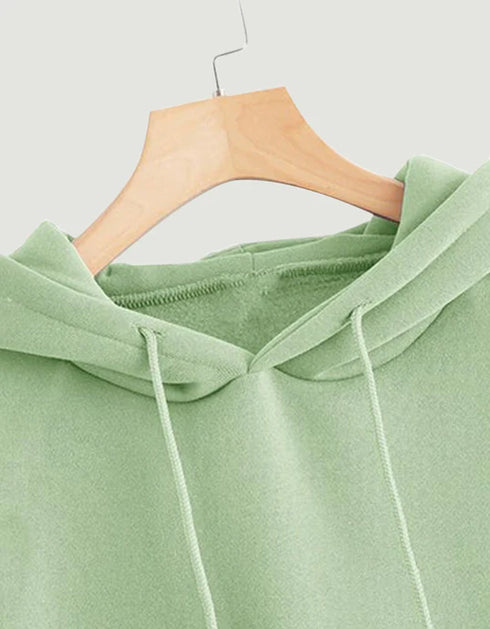 Women's Green Solid Hoodie – Embrace a Fusion of Comfort and Fashion.