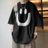 Smile Printed Black Oversized T-shirts for Men