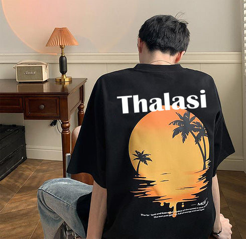 Thalasi Summer Cotton Beach Back Printed Oversized Tshirt for Men