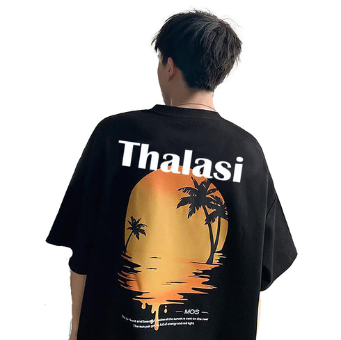 Thalasi Summer Cotton Beach Back Printed Oversized Tshirt for Men
