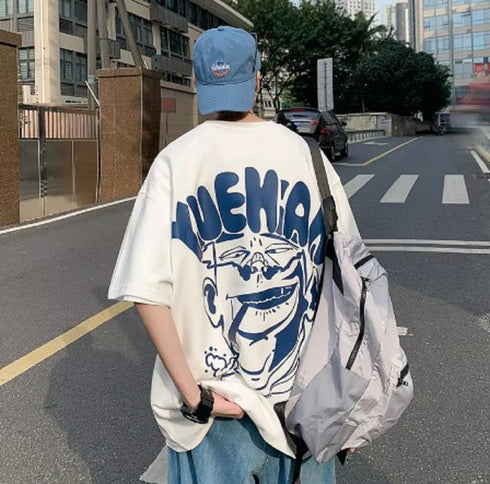 Korean Back Printed White Oversized T shirts for Men