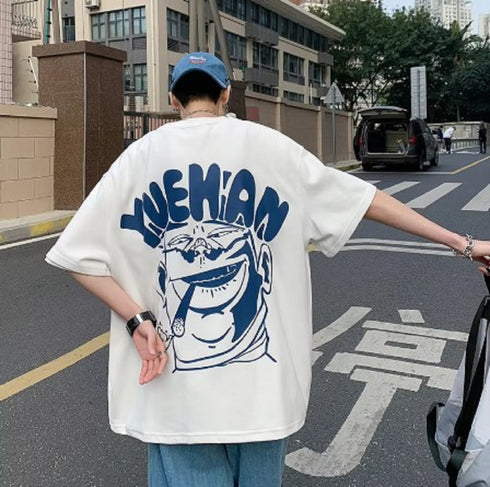 Korean Back Printed White Oversized T shirts for Men
