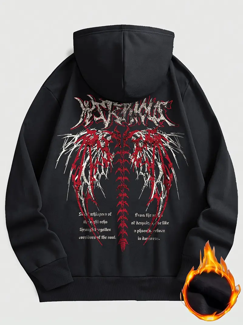 Graphic Hoodie Back Print Hoodie Mens Reflection Men Drop Shoulder